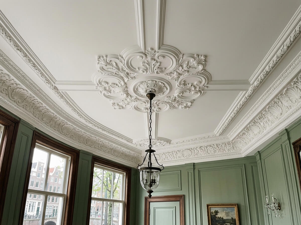 Sierpleister woonkamer grachtenpand Amsterdam